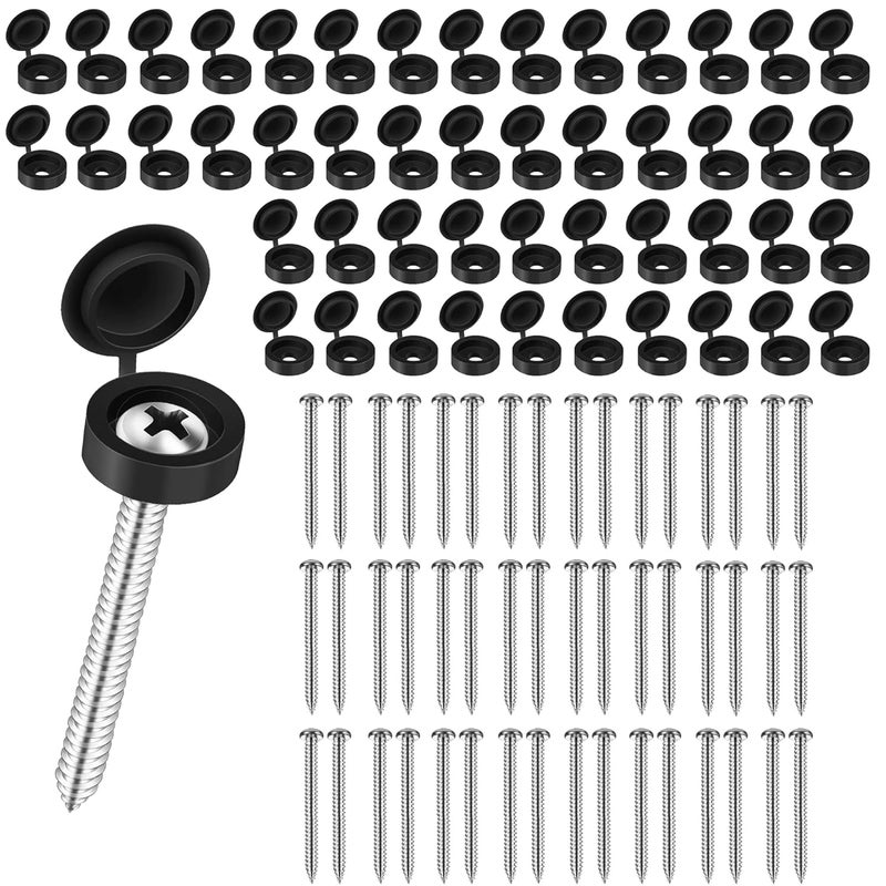 Taefaba 48 Set 3 Inch Shutter Screws and Caps, Shutter Screws with Caps for Windows Outside Shutter Caps for Shutter Railings Furniture (96pcs) - Image 1